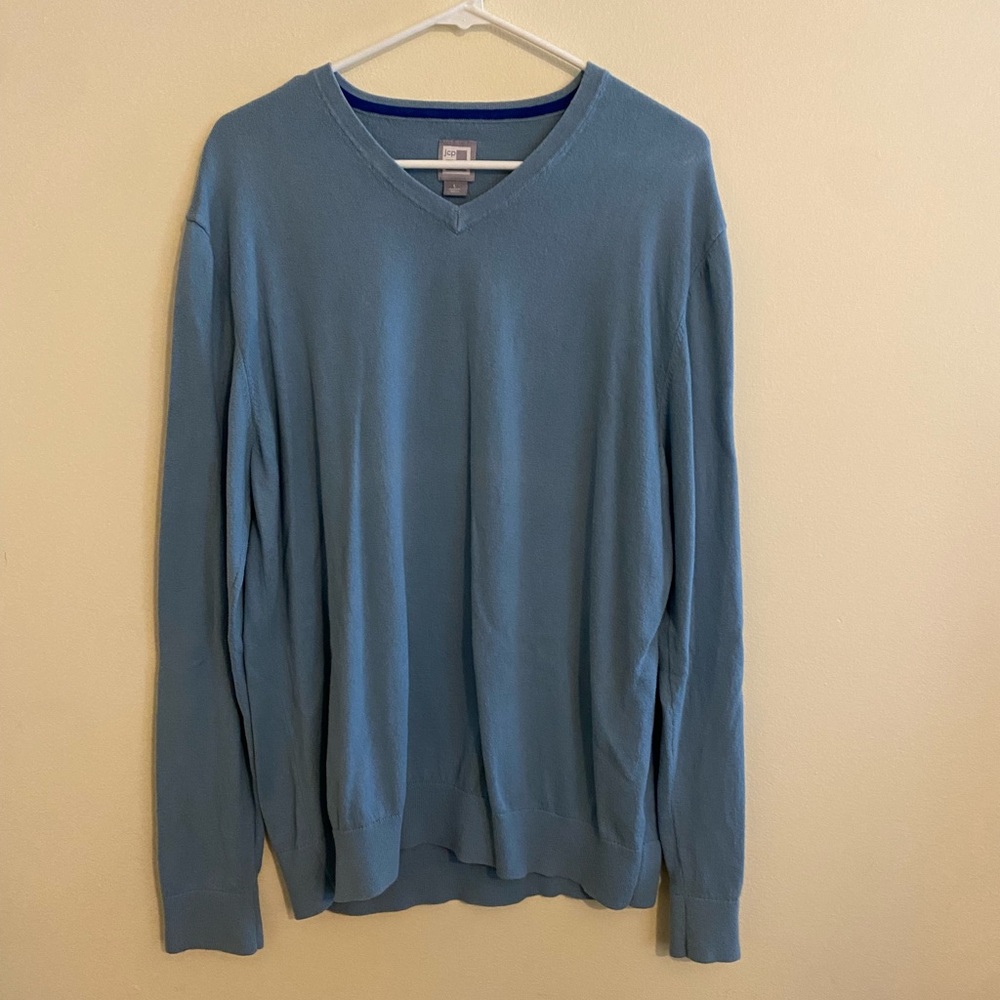 blue sweater v-neck